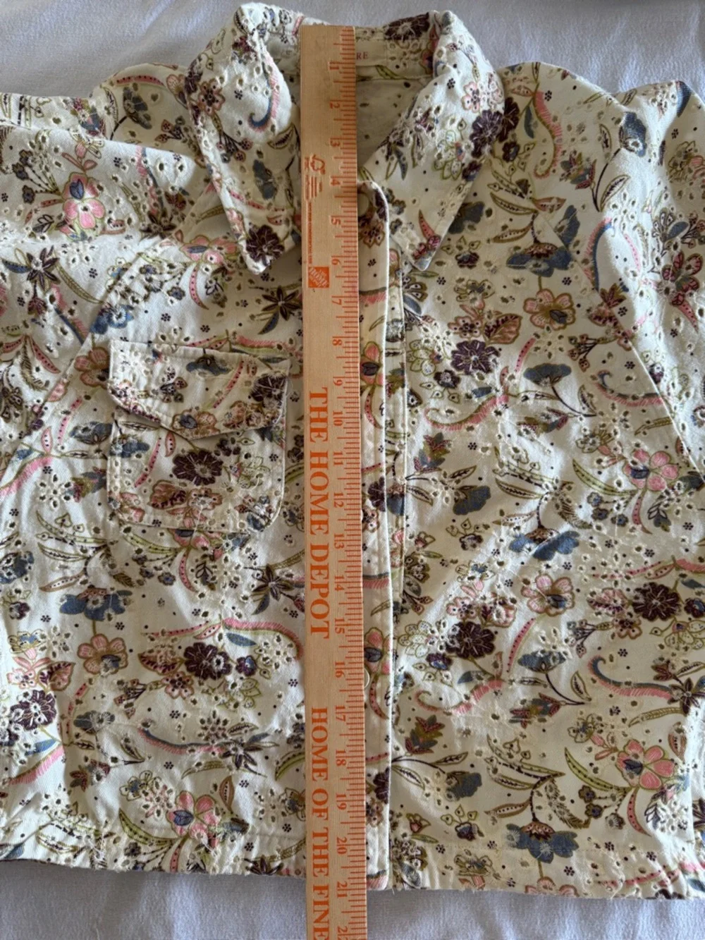 Solitaire Floral Eyelet Jacket Anthropologie Boho Cropped womens Large